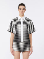 Striped Jersey Shirt for Women - White Black - Max Mara UAE