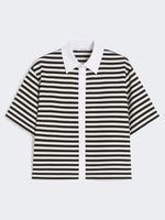 Striped Jersey Shirt for Women - White Black - Max Mara UAE