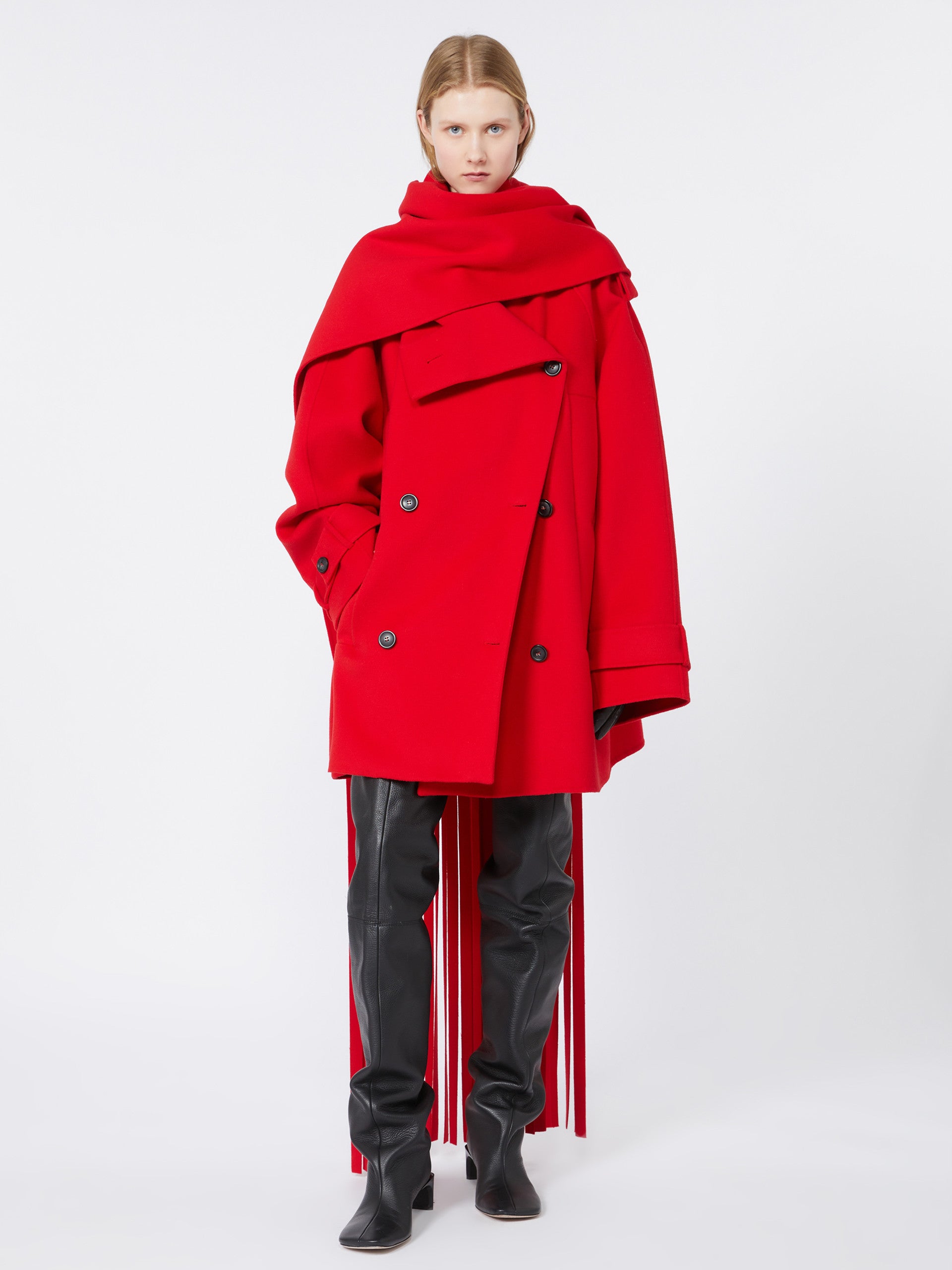 Short Trench Coat In Wool - Runway for Women - Red - Max Mara UAE