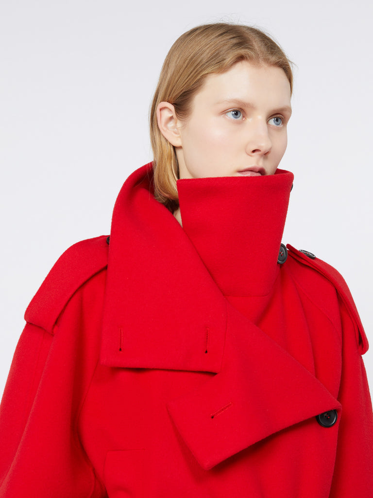 max mara short trench coat in wool - runway