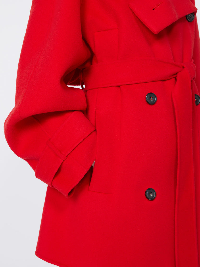 max mara short trench coat in wool - runway