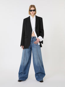 Tailored Wool Blazer With Pleated Back for Women - Black - Max Mara UAE