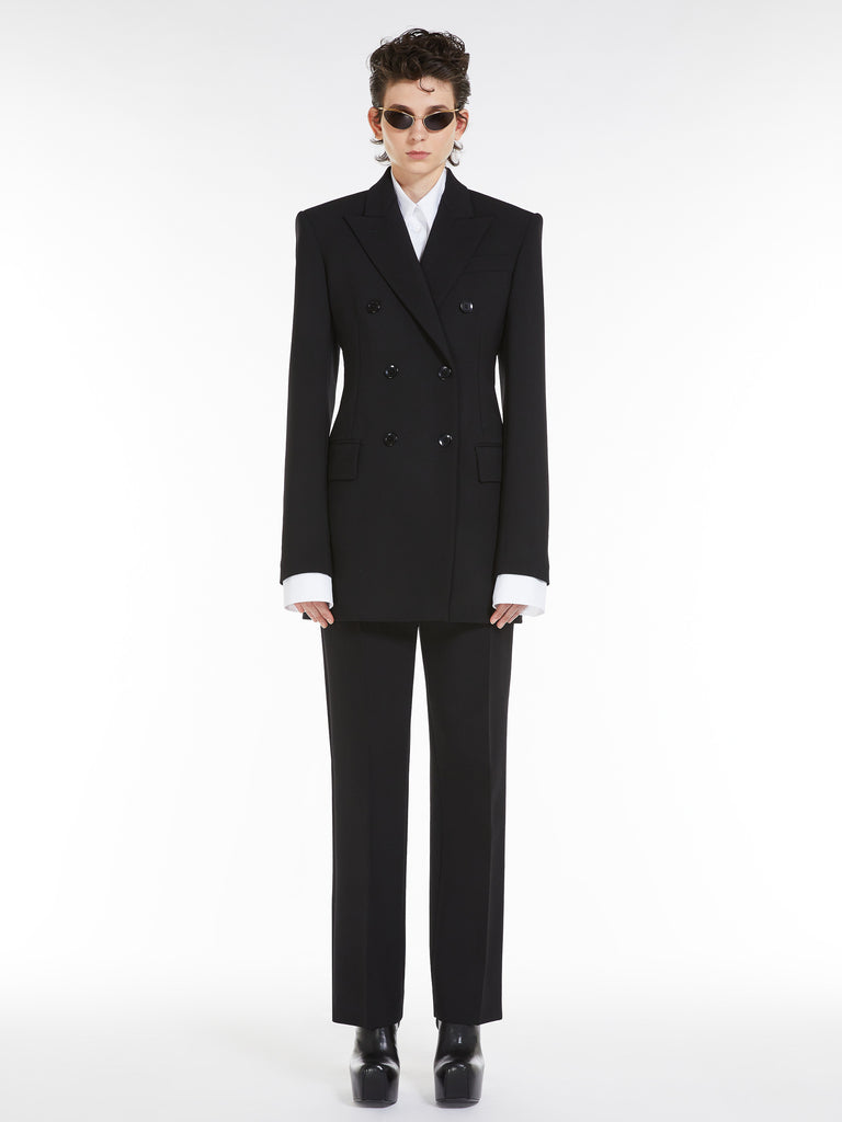 Double-breasted stretch wool blazer