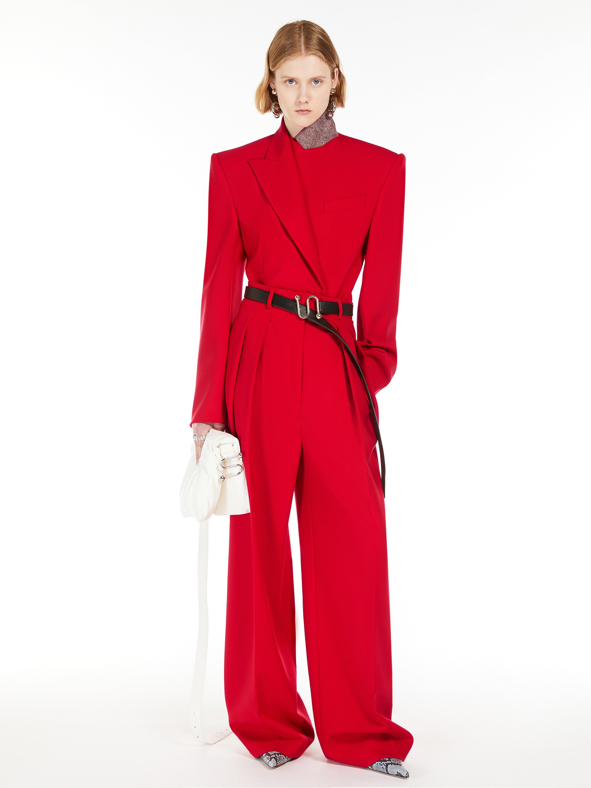 Stretch-Wool Double-Breasted Blazer for Women - Red - Max Mara UAE