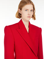 Stretch-Wool Double-Breasted Blazer for Women - Red - Max Mara UAE
