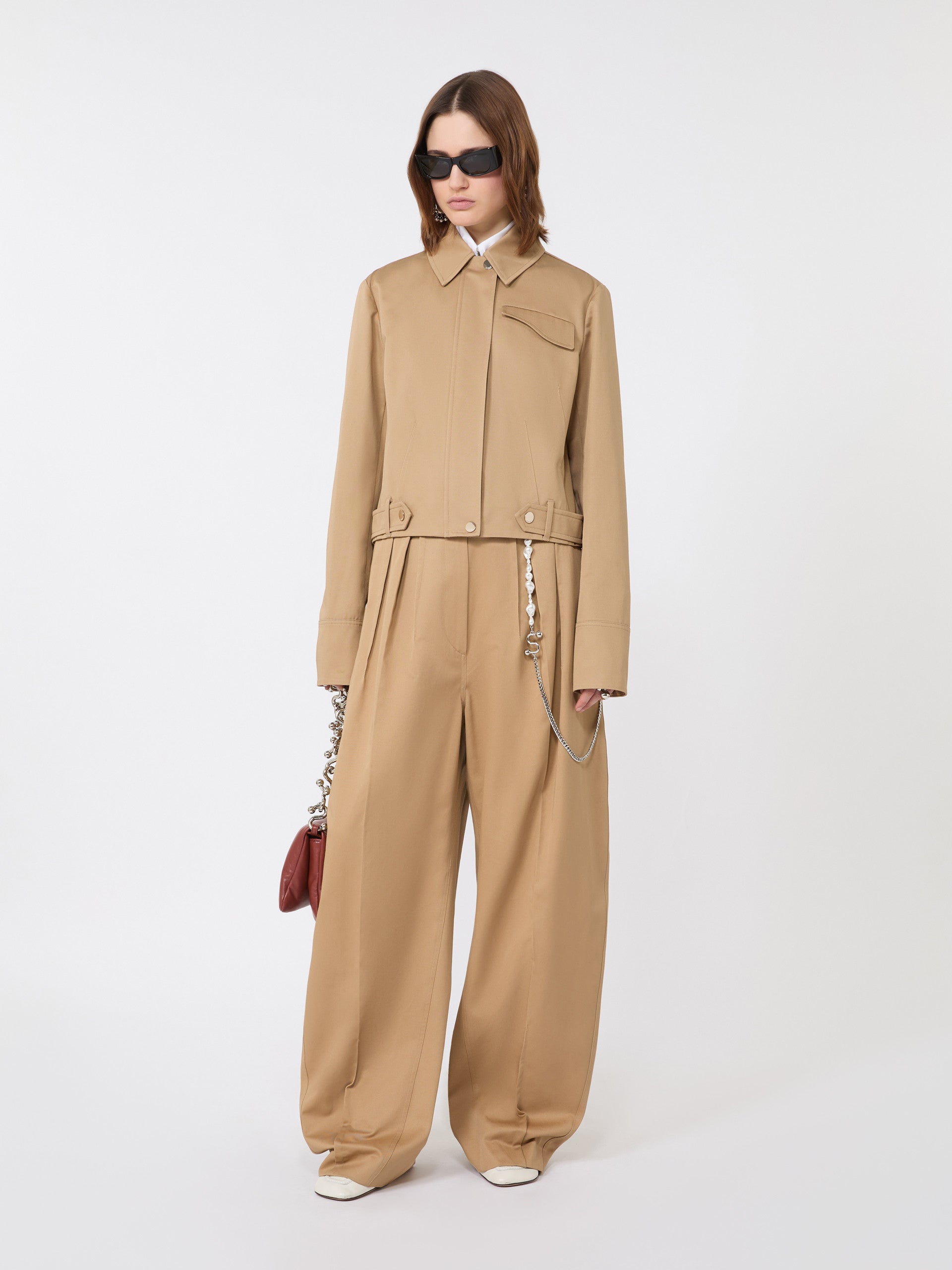 Boxy Cotton Jacket for Women - Biscuit - Max Mara UAE