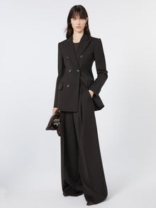 Double-Breasted Wool Tailored Blazer for Women - Dark Brown - Max Mara UAE