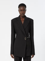 max mara tailored viscose blazer with leather belt detail for women