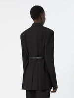 max mara tailored viscose blazer with leather belt detail for women