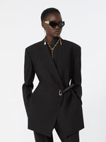 max mara tailored viscose blazer with leather belt detail for women