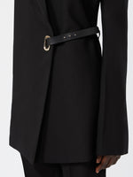 max mara tailored viscose blazer with leather belt detail for women