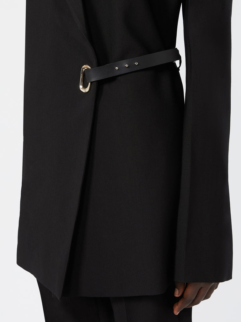 max mara tailored viscose blazer with leather belt detail