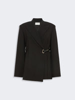 max mara tailored viscose blazer with leather belt detail for women