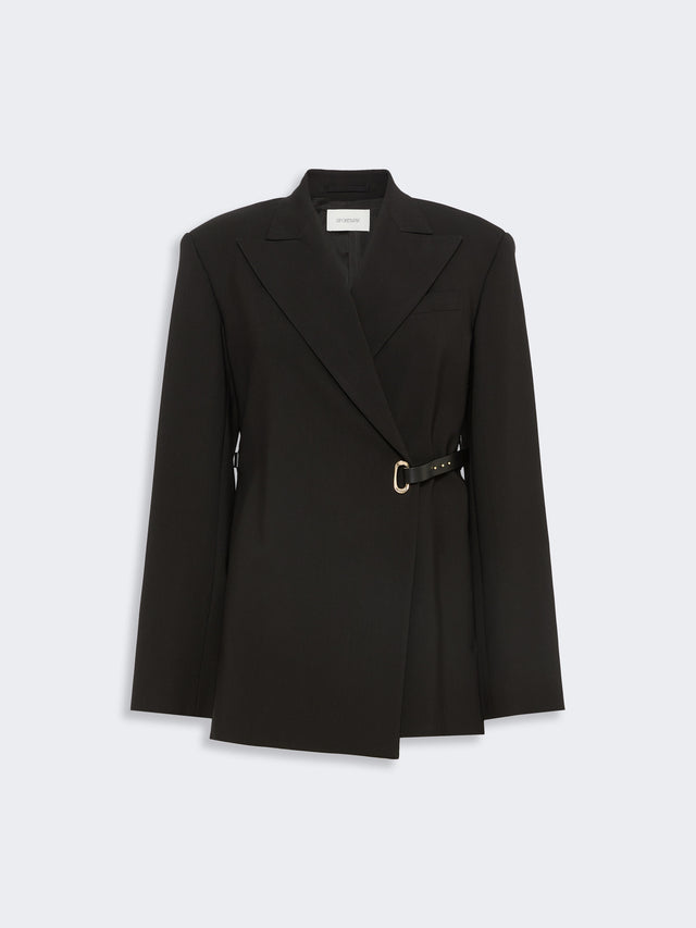 max mara tailored viscose blazer with leather belt detail for women