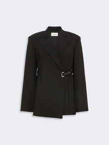 max mara tailored viscose blazer with leather belt detail for women