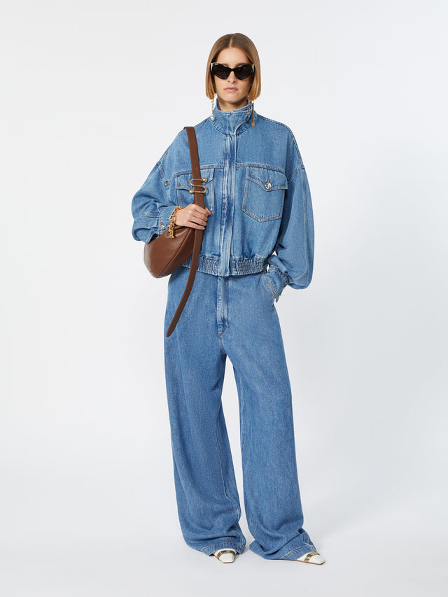 max mara oversized indigo denim bomber jacket for women