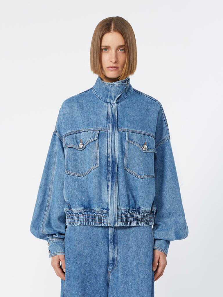 max mara oversized indigo denim bomber jacket
