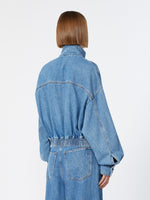 Oversized Indigo Denim Bomber Jacket for Women - Midnightblue - Max Mara UAE
