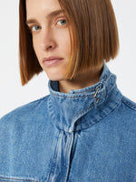 Oversized Indigo Denim Bomber Jacket for Women - Midnightblue - Max Mara UAE
