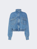 Oversized Indigo Denim Bomber Jacket for Women - Midnightblue - Max Mara UAE