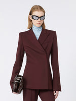 Slim-Fit Gabardine Jacket for Women - Wine-Coloured - Max Mara UAE
