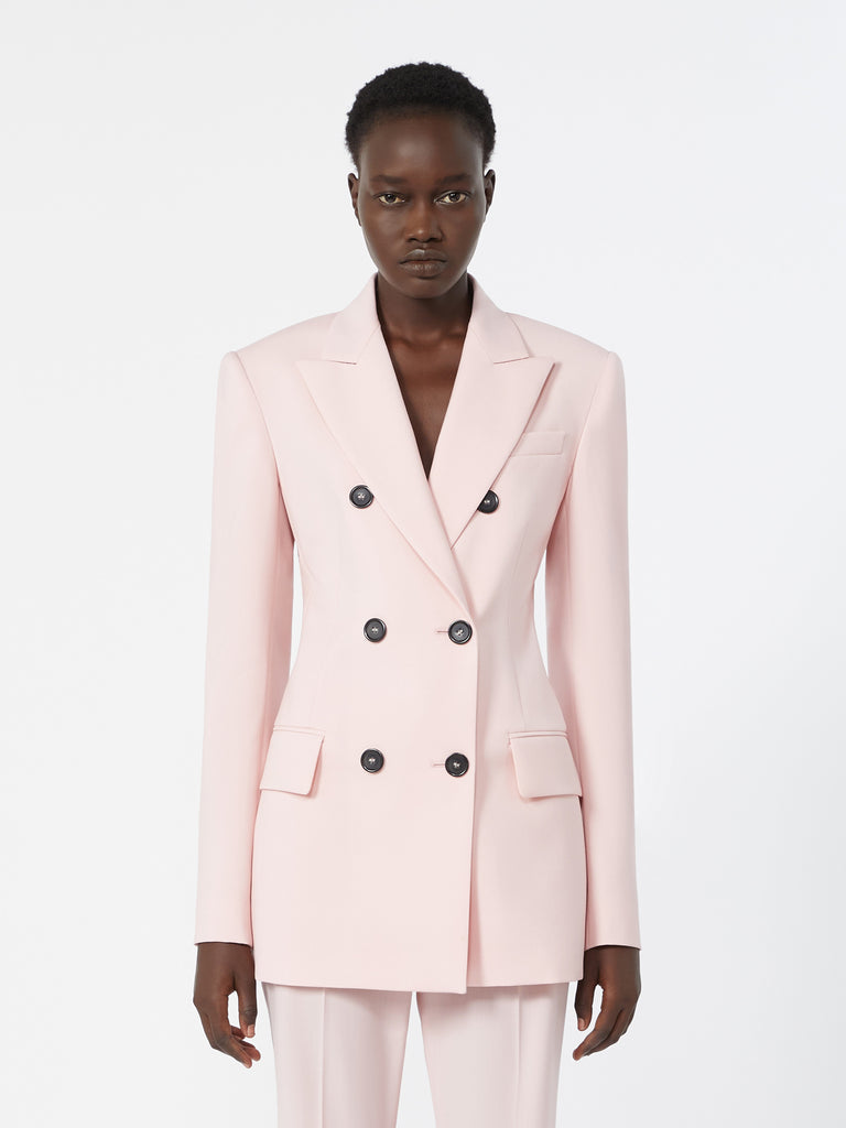 max mara double-breasted natural stretch wool blazer