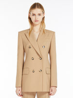 Double-Breasted Stretch Wool Blazer for Women - Beige - Max Mara UAE