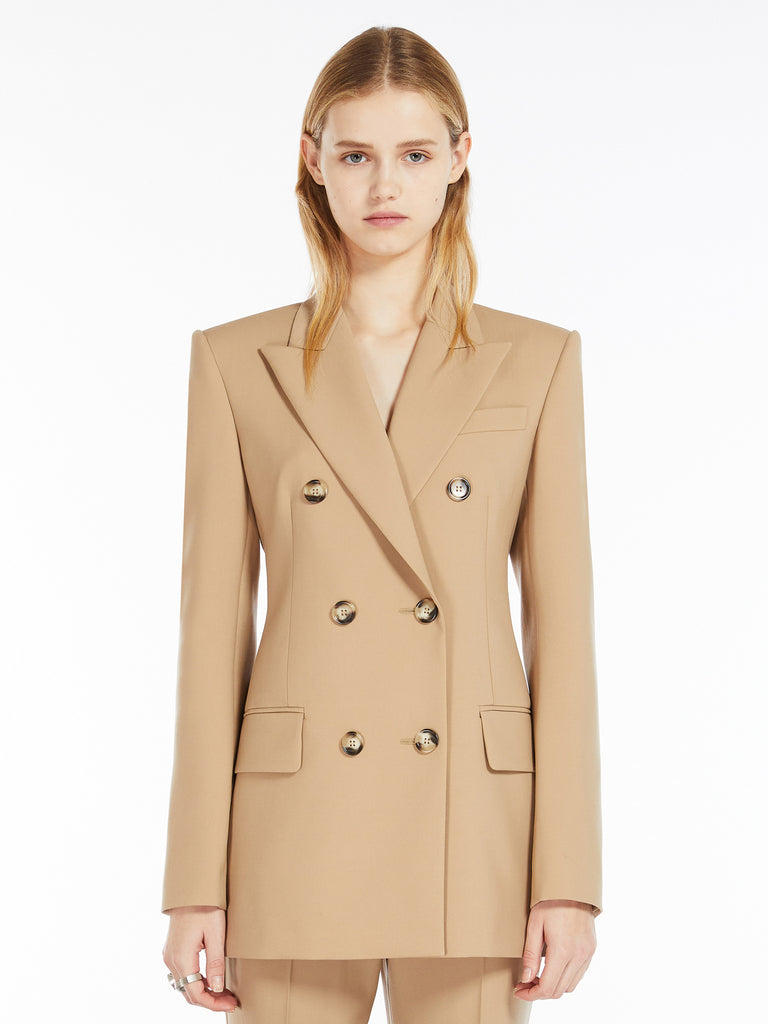 max mara double-breasted stretch wool blazer