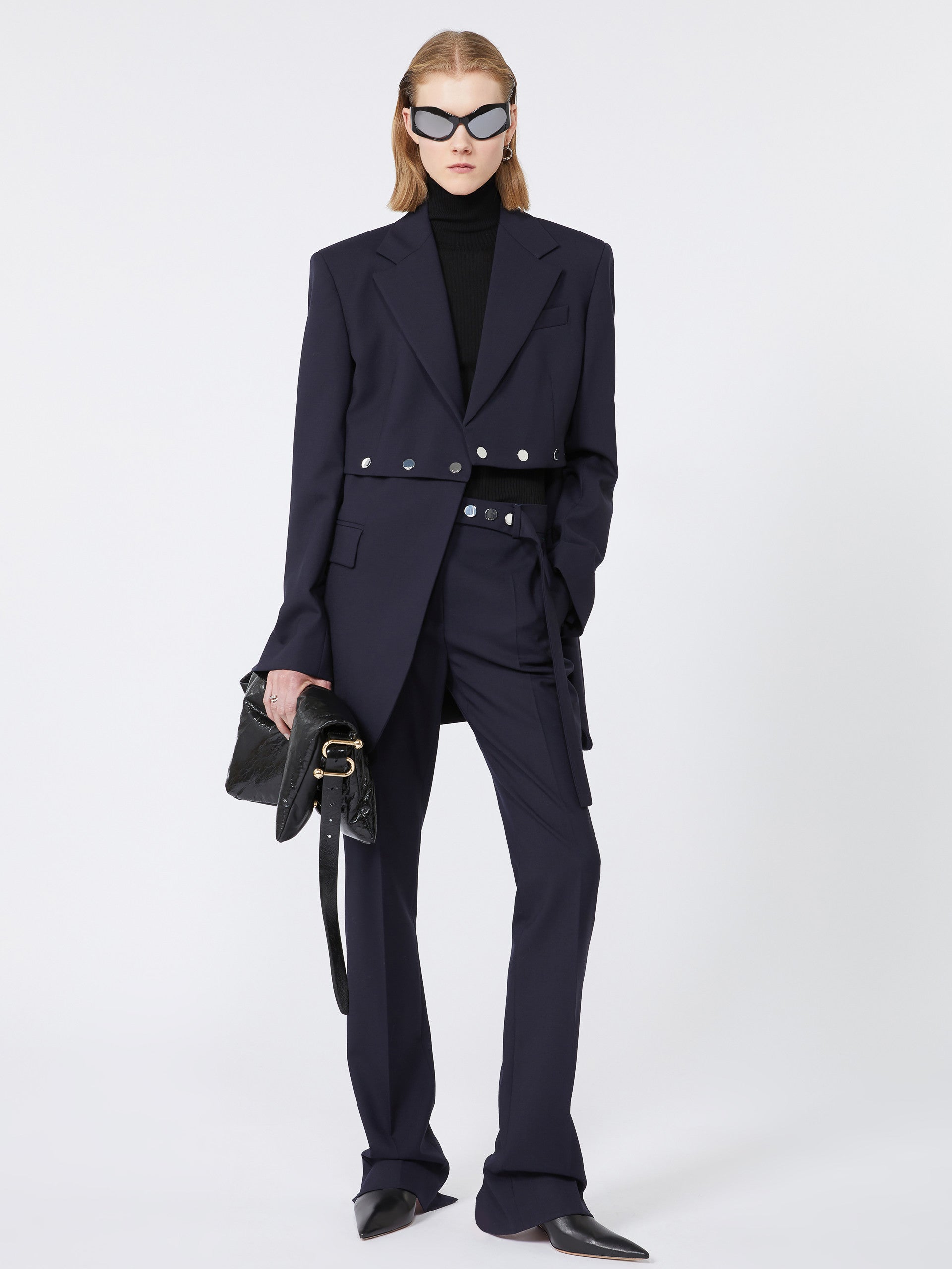 Jacket With Detachable Hem Detail for Women - Midnightblue - Max Mara UAE