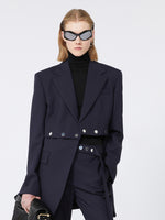 Jacket With Detachable Hem Detail for Women - Midnightblue - Max Mara UAE