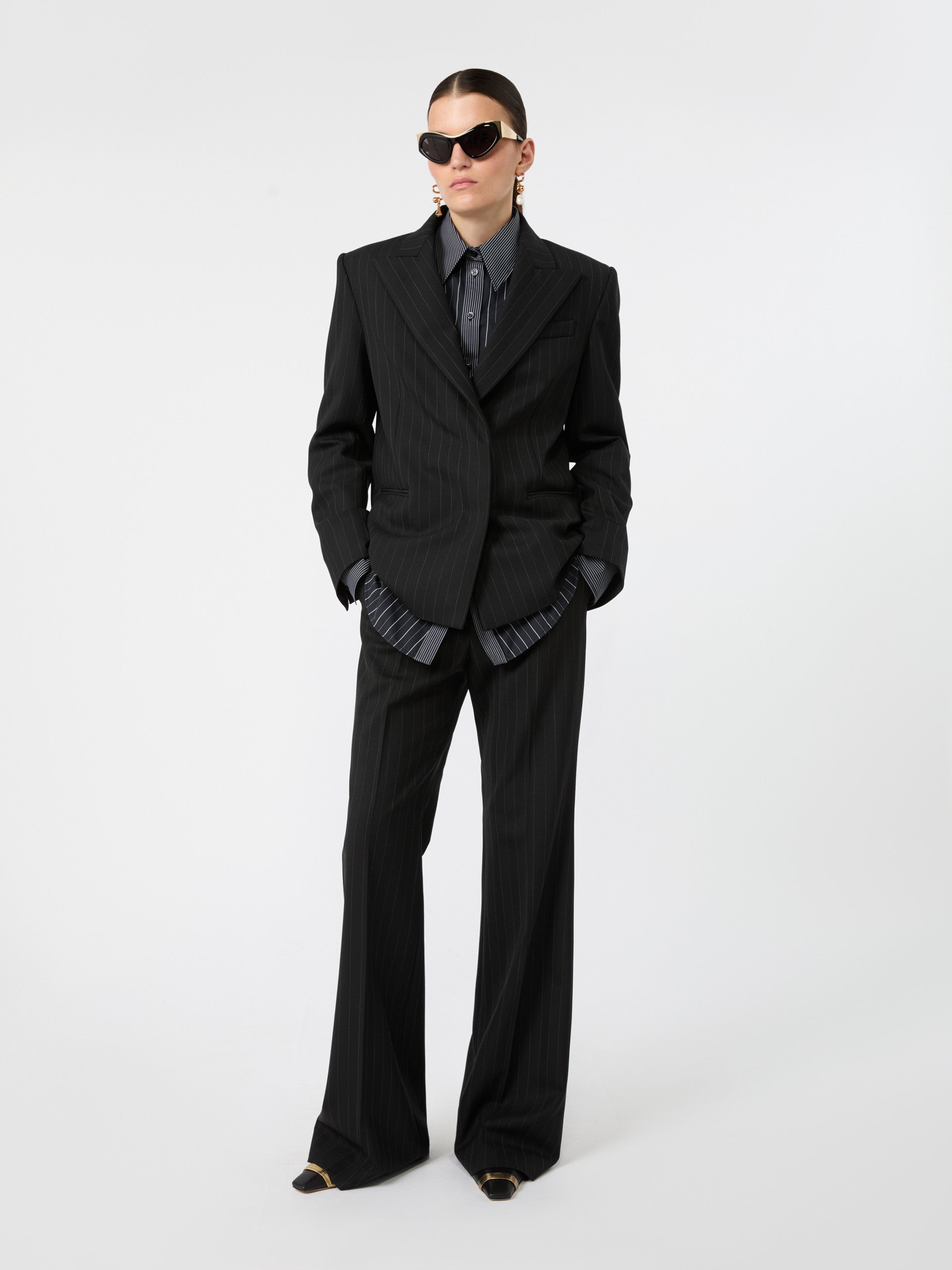 max mara straight stretch wool-blend blazer for women