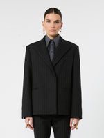 max mara straight stretch wool-blend blazer for women
