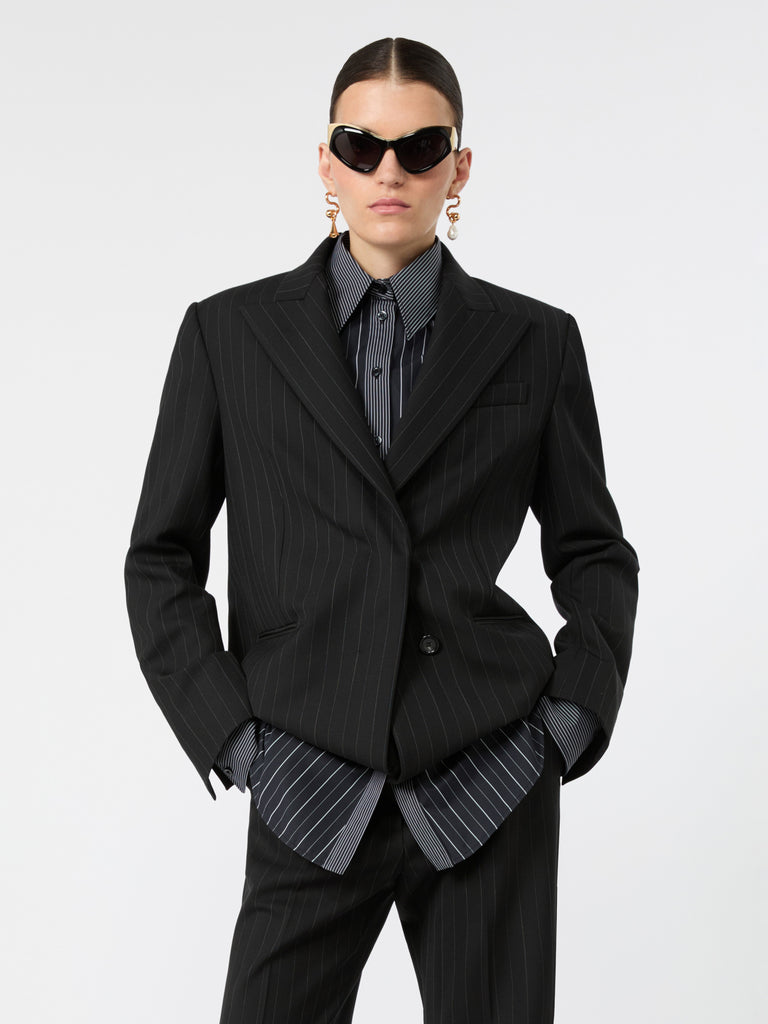 max mara straight stretch wool-blend blazer