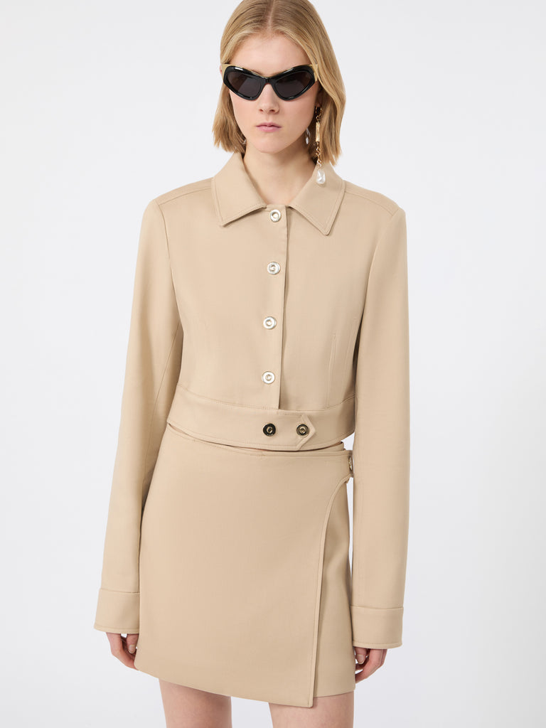 max mara short jacket in cotton-blend gabardine