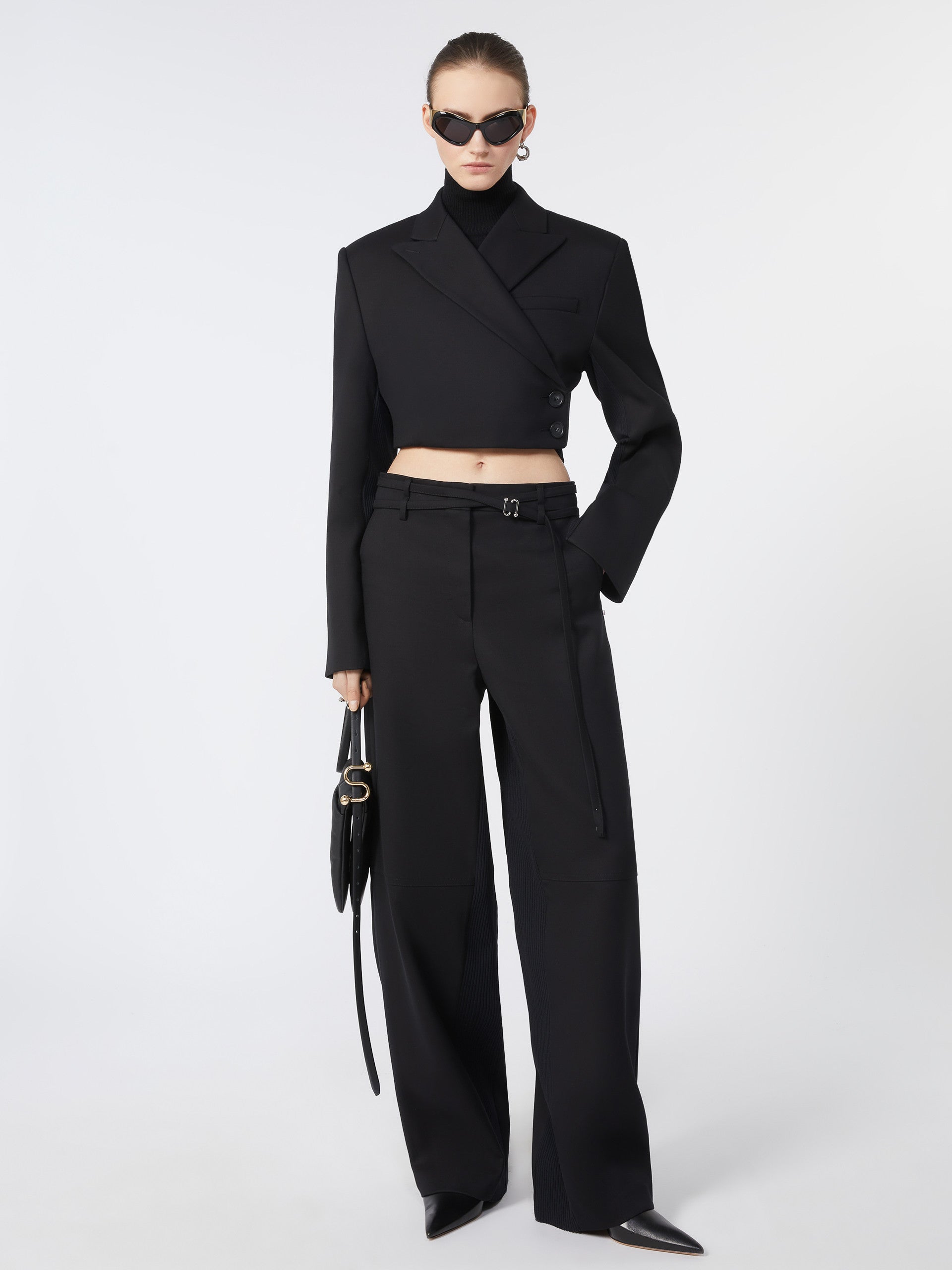 Short Double-Breasted Blazer for Women - Black - Max Mara UAE