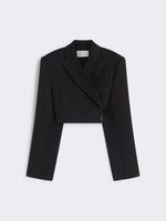 Short Double-Breasted Blazer for Women - Black - Max Mara UAE