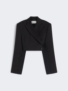 Short Double-Breasted Blazer for Women - Black - Max Mara UAE