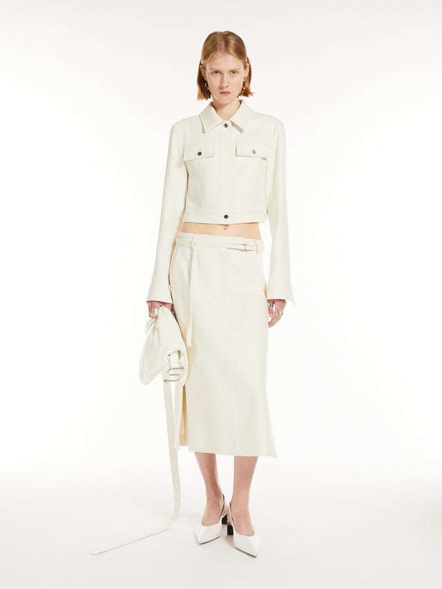 Calf-Length Skirt With A Double-Wrap Belt for Women - Ivory - Max Mara UAE