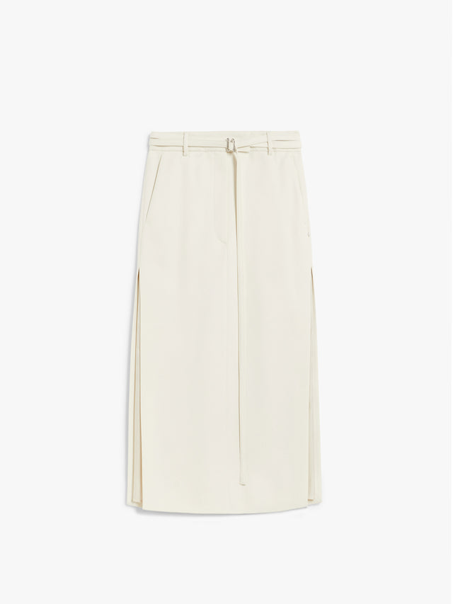 Calf-Length Skirt With A Double-Wrap Belt for Women - Ivory - Max Mara UAE