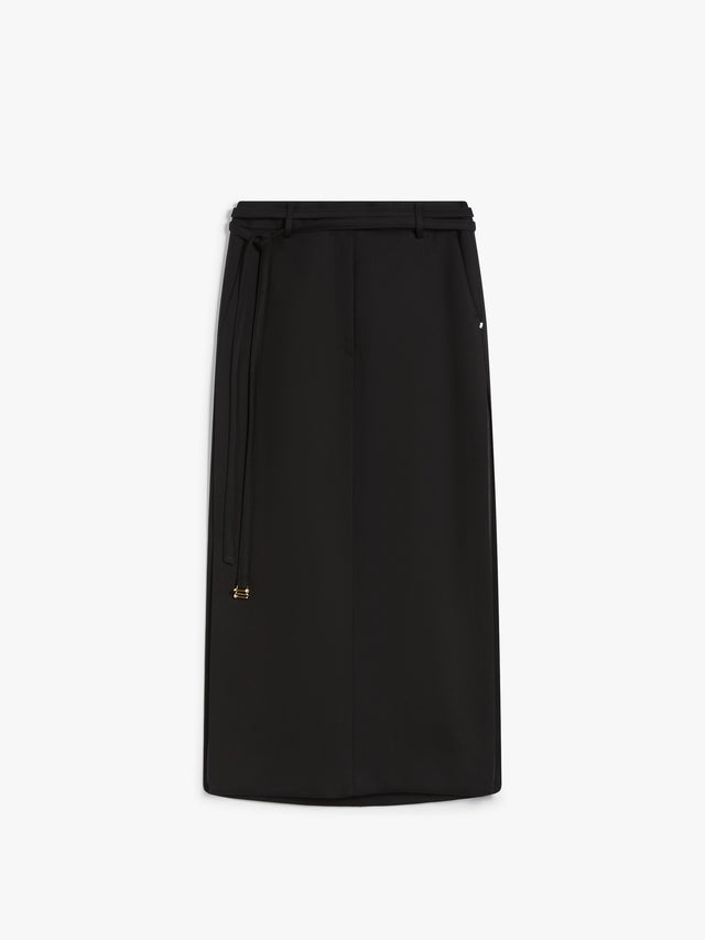 Calf-Length Skirt With A Double-Wrap Belt for Women - Black - Max Mara UAE
