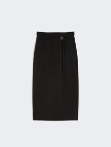 Long Wool Skirt With Belt for Women - Black - Max Mara UAE