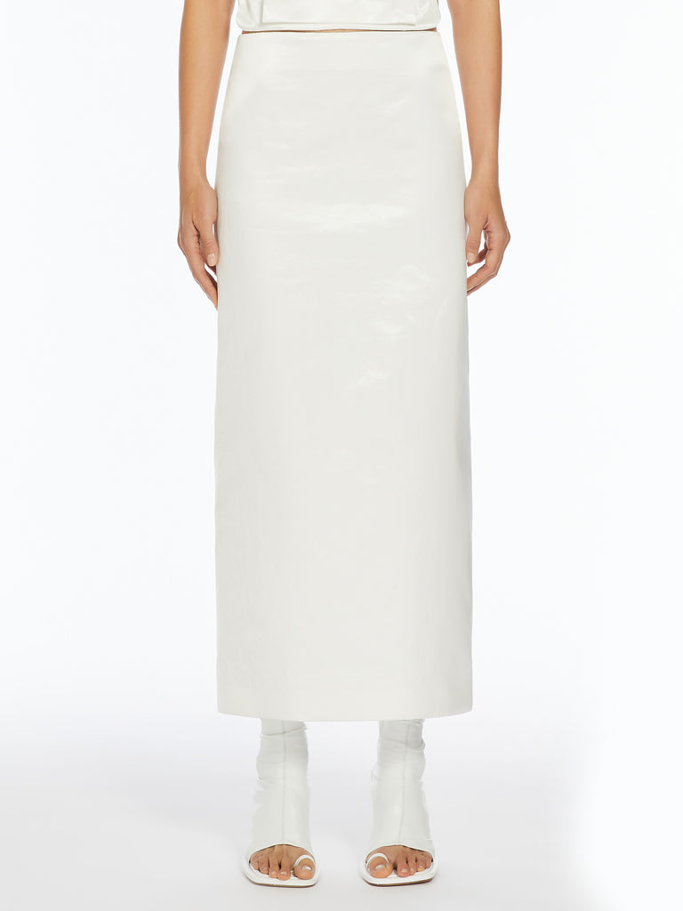 Technical satin long skirt