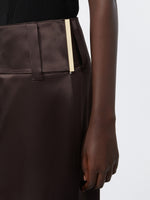 Straight-Fit Long Satin Skirt for Women - Chocolate - Max Mara UAE