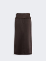 Straight-Fit Long Satin Skirt for Women - Chocolate - Max Mara UAE