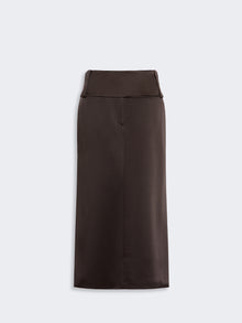 Straight-Fit Long Satin Skirt for Women - Chocolate - Max Mara UAE