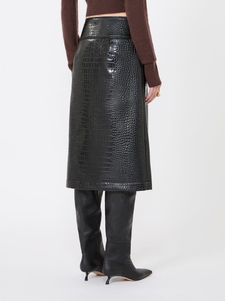 max mara calf-length skirt in crocodile-print patent leather