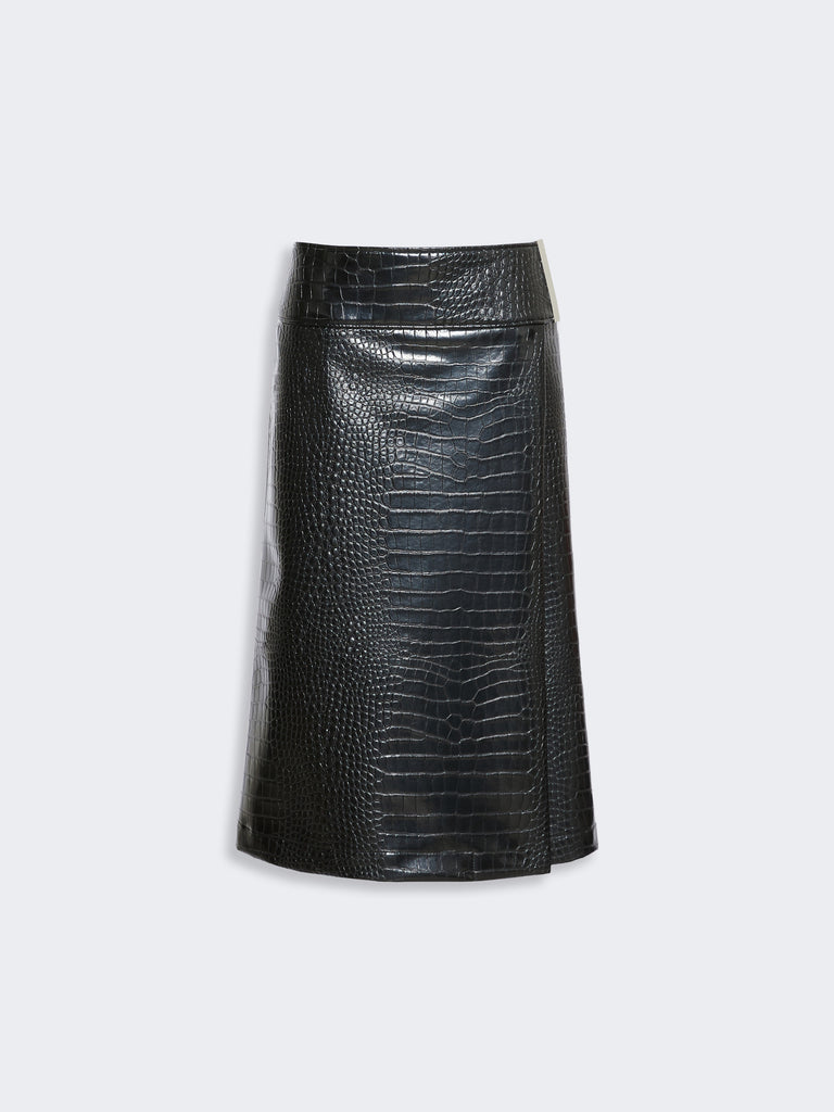 max mara calf-length skirt in crocodile-print patent leather