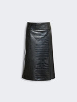 max mara calf-length skirt in crocodile-print patent leather for women