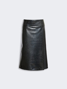 max mara calf-length skirt in crocodile-print patent leather for women