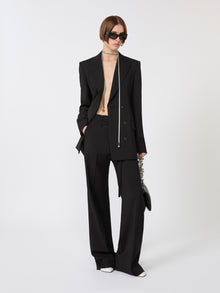 Flared Stretch Woollen Cloth Trousers for Women - Black - Max Mara UAE